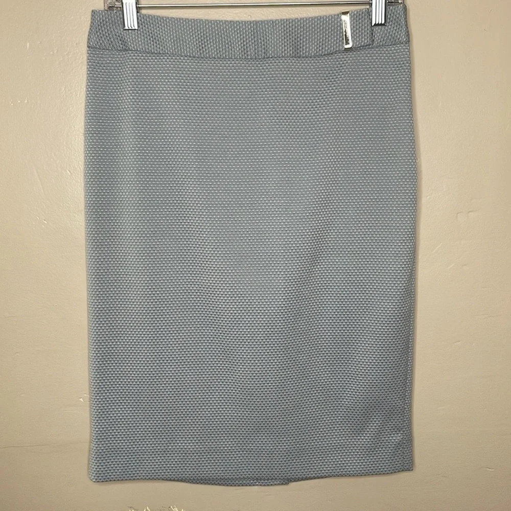 THE LIMITED Pencil Skirt Blue Swiss Dot Silver Metal Detail Corporate Career 4